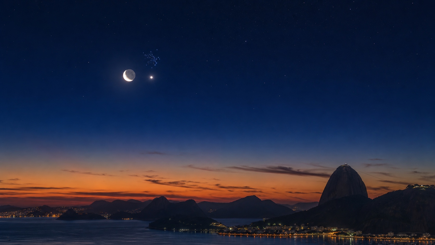 O encontro aparente entre Lua, Vênus e Plêiades