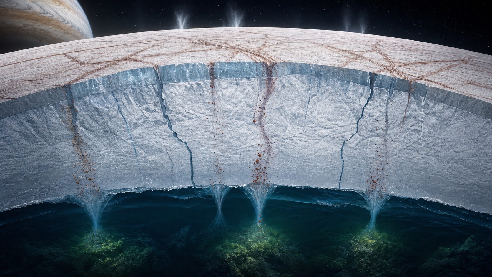 O oceano de Europa pode estar mais escondido sob o gelo